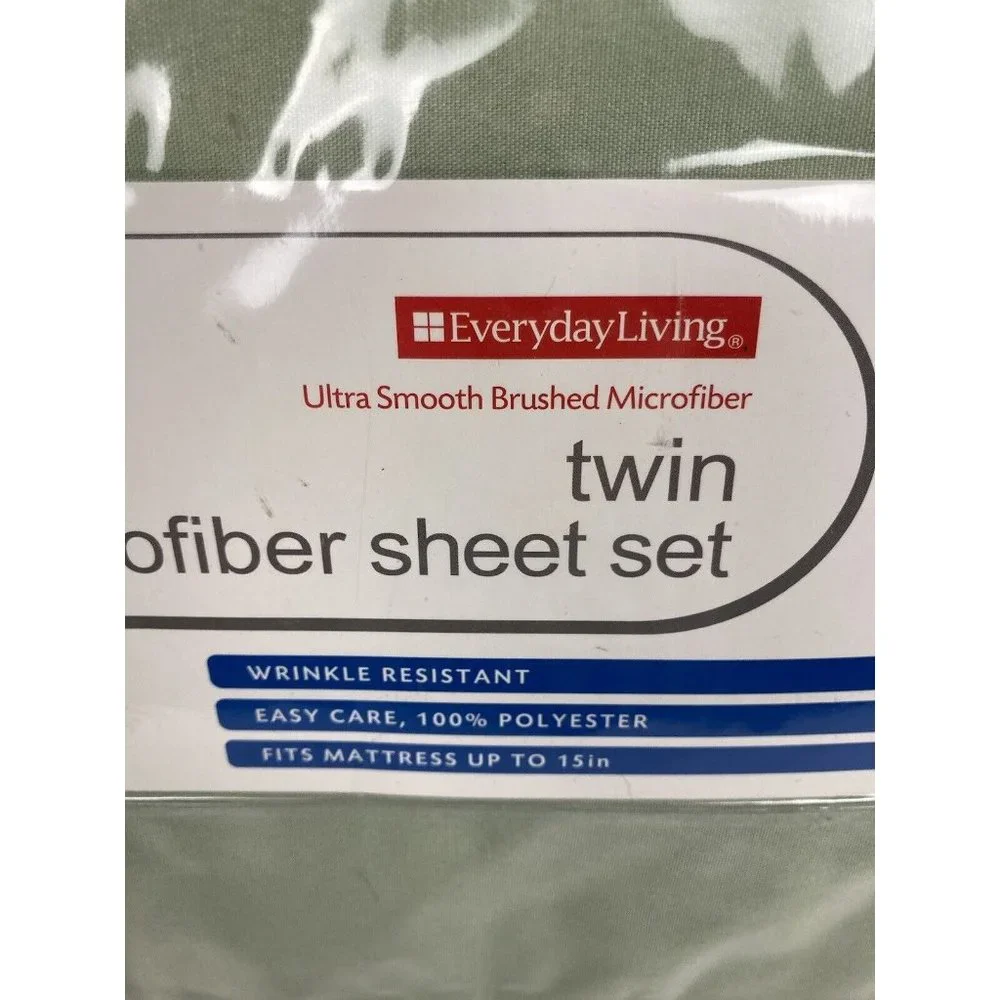 New Everyday Living Twin Smooth Brushed Microfiber Sheet Set Laurel Green